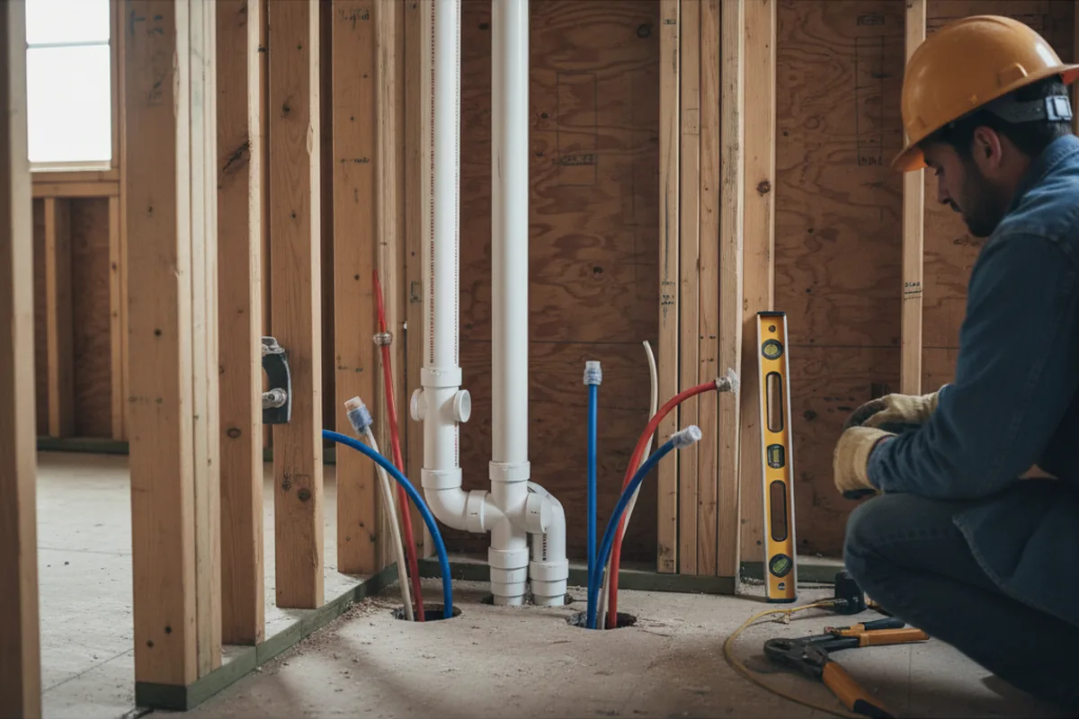 Drain and supply rough-in during Leak Detection in Inverness